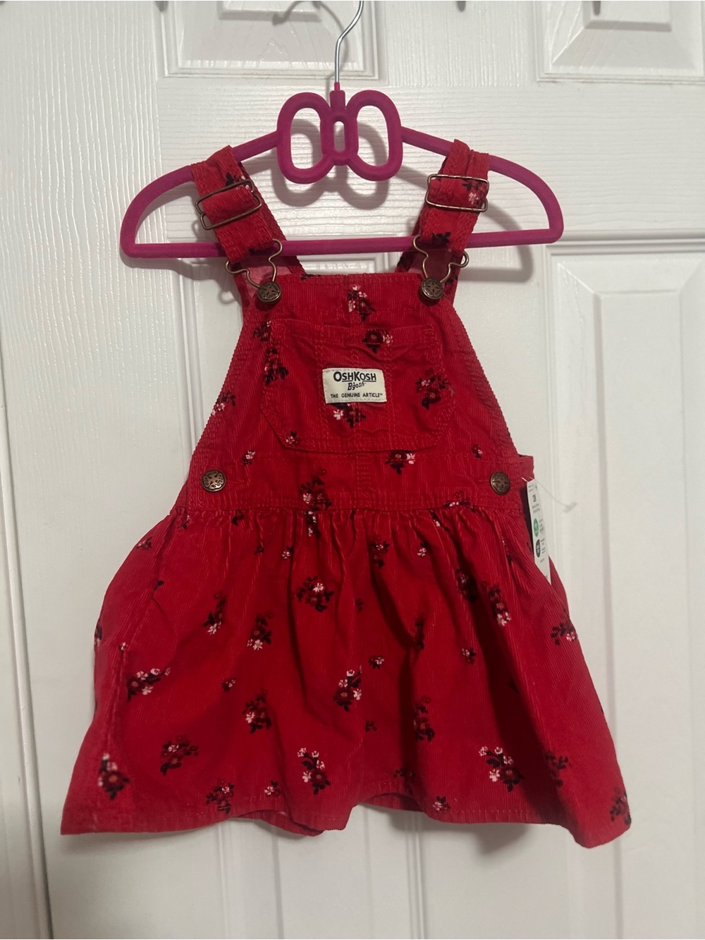 NWT OshKosh B'gosh Red Floral Corduroy Pinafore Dress
